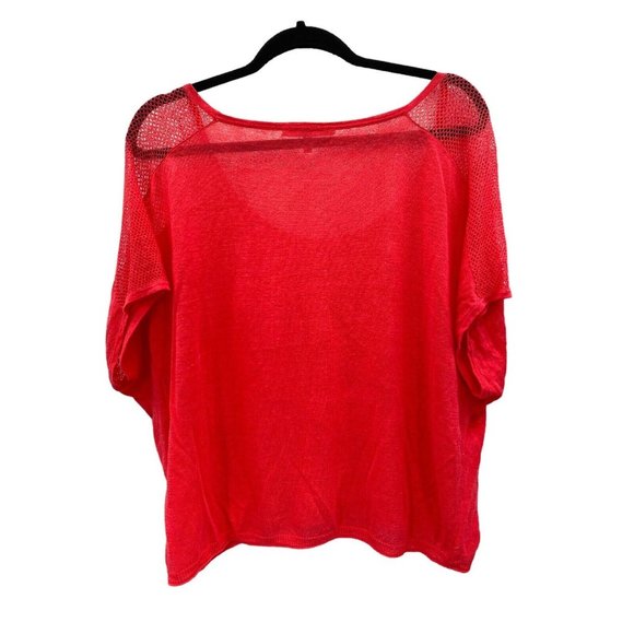 Victorias Secret Shirt Women Medium Pink Scoop Neck Linen Blend Mesh Dolman - Picture 5 of 7